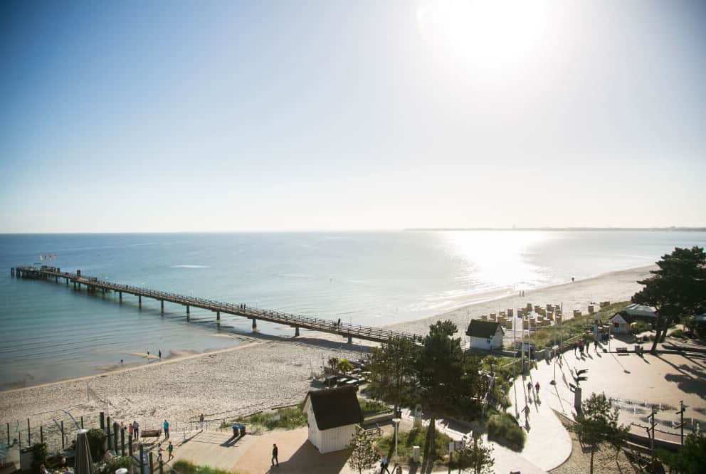 Luftaufnahme Seebrueckenvorplatz Scharbeutz, Foto: Www.luebecker Bucht Ostsee.de